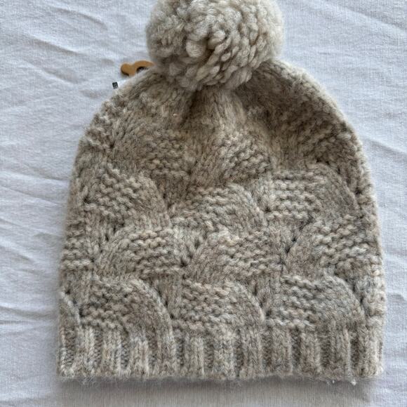NEW Faherty Marbled Cable Beanie Driftwood One Size Wool Alpaca w/tags - Picture 6 of 7